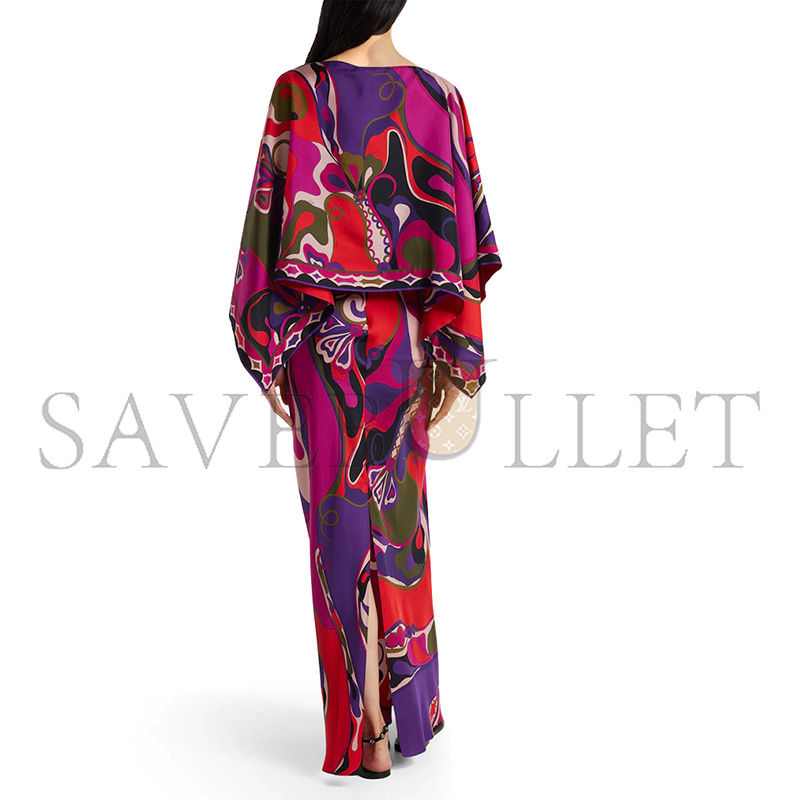 PUCCI ORCHIDEE SILK SLIP DRESS AND CAPE SET
